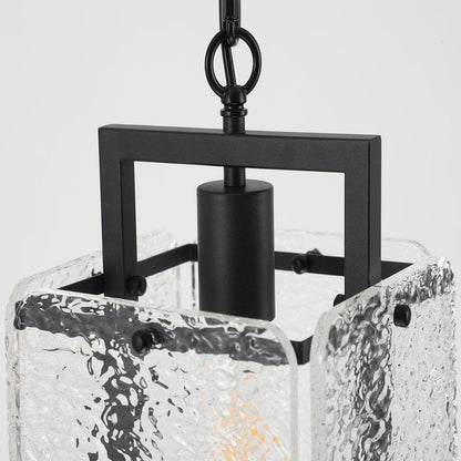 Rhaelis Water Ripple Glass Rectangle Pendant Light