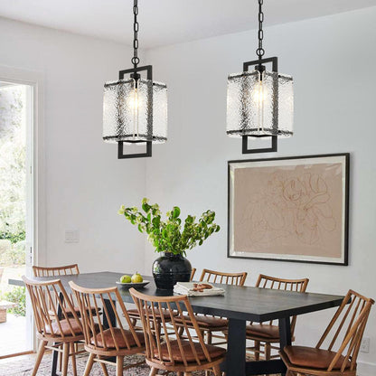 Rhaelis Water Ripple Glass Rectangle Pendant Light