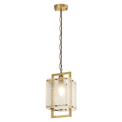 Rhaelis Water Ripple Glass Rectangle Pendant Light