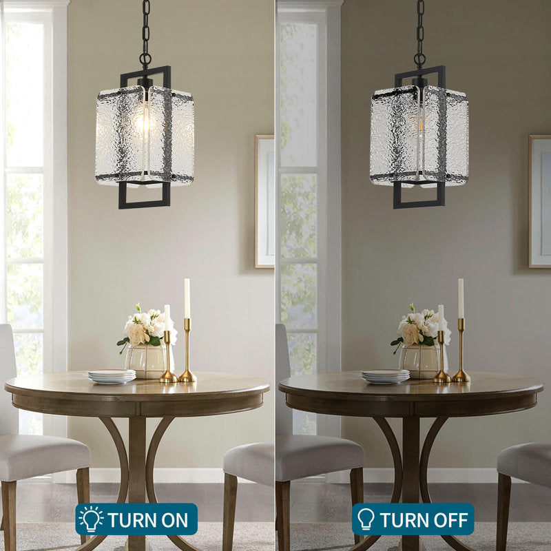 Rhaelis Water Ripple Glass Rectangle Pendant Light