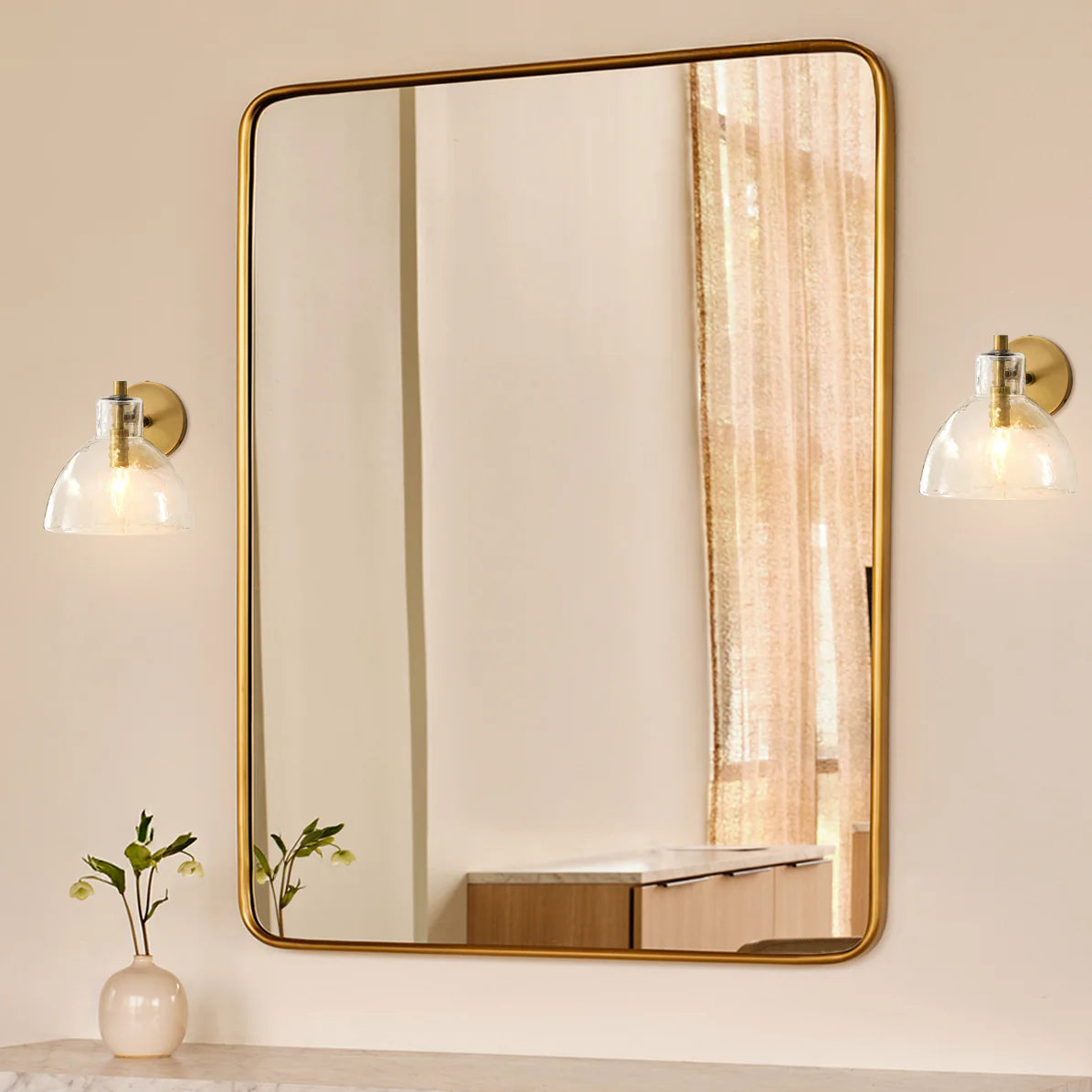 Lioren Antique Brass Recycled Glass Wall Sconce