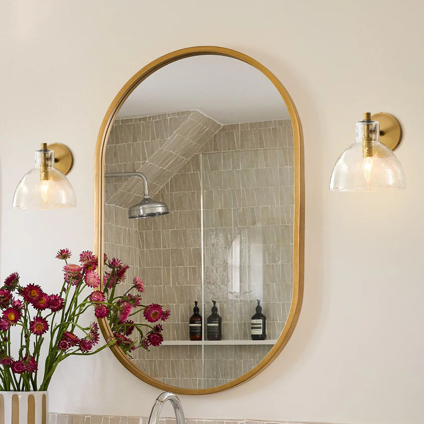 Lioren Antique Brass Recycled Glass Wall Sconce