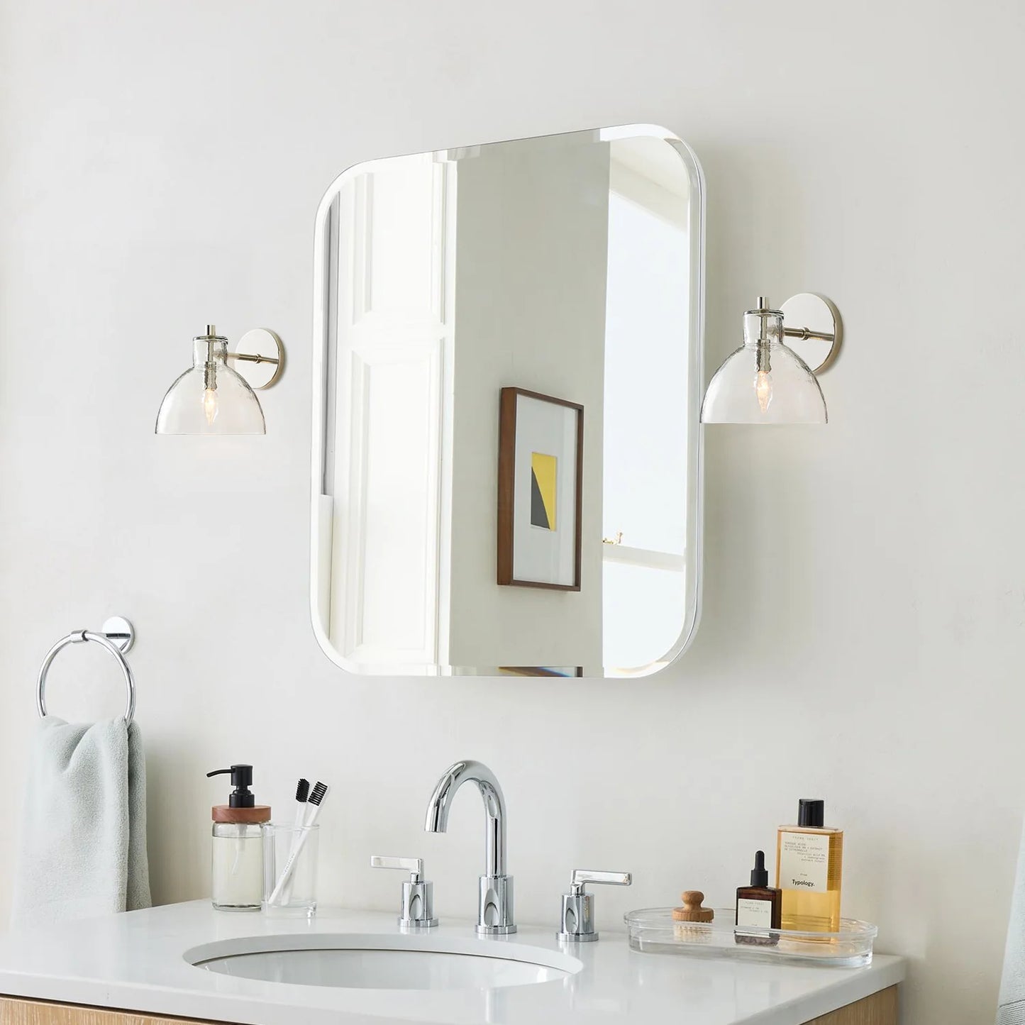Lioren Antique Brass Recycled Glass Wall Sconce
