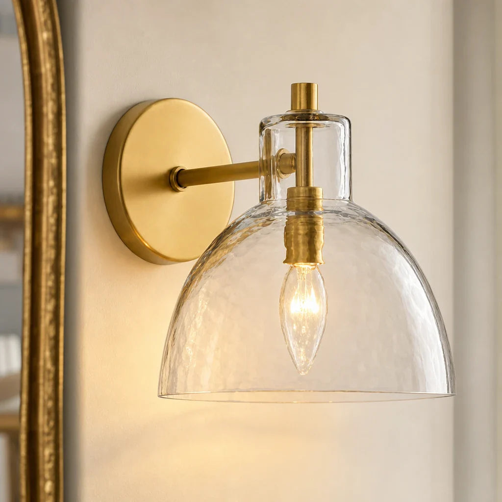 Lioren Antique Brass Recycled Glass Wall Sconce