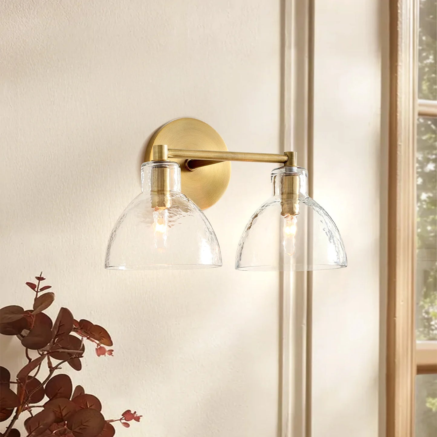 Lioren Antique Brass Recycled Glass Wall Sconce