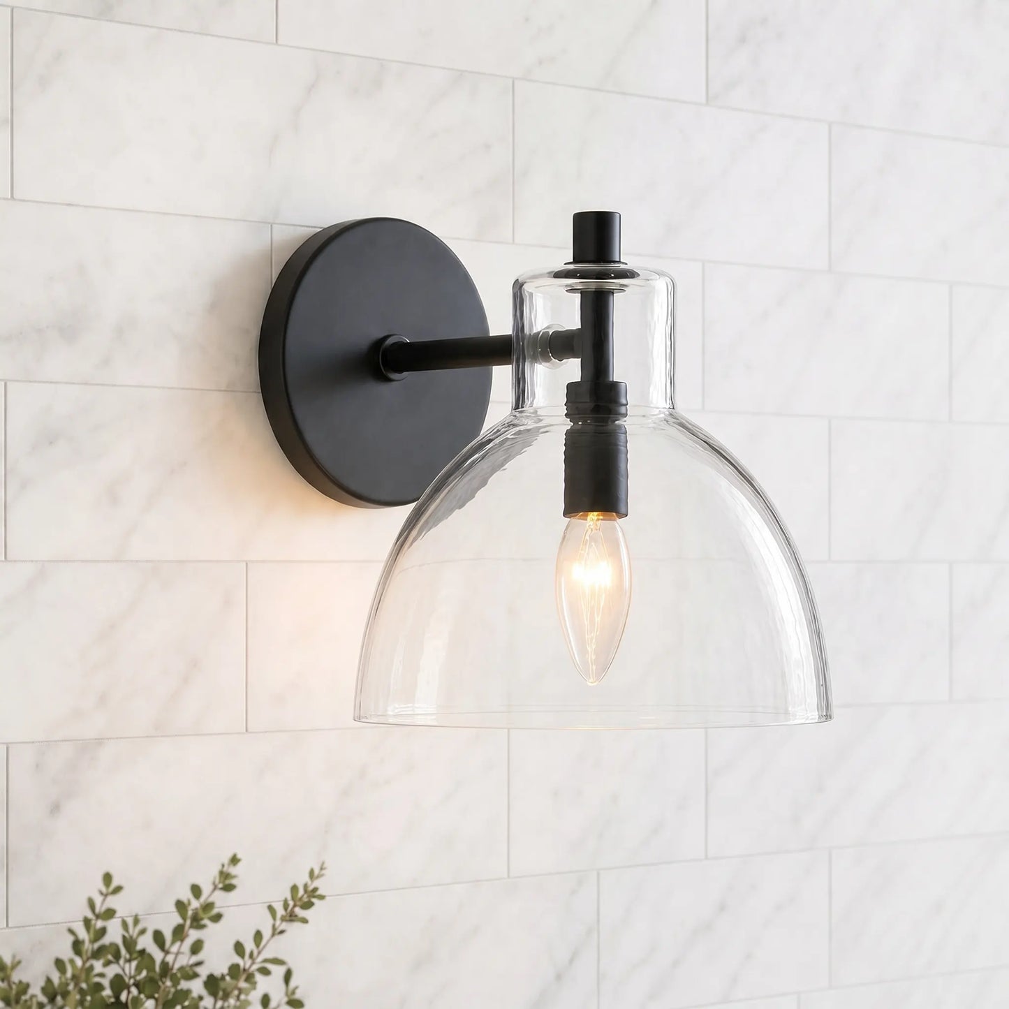 Lioren Antique Brass Recycled Glass Wall Sconce