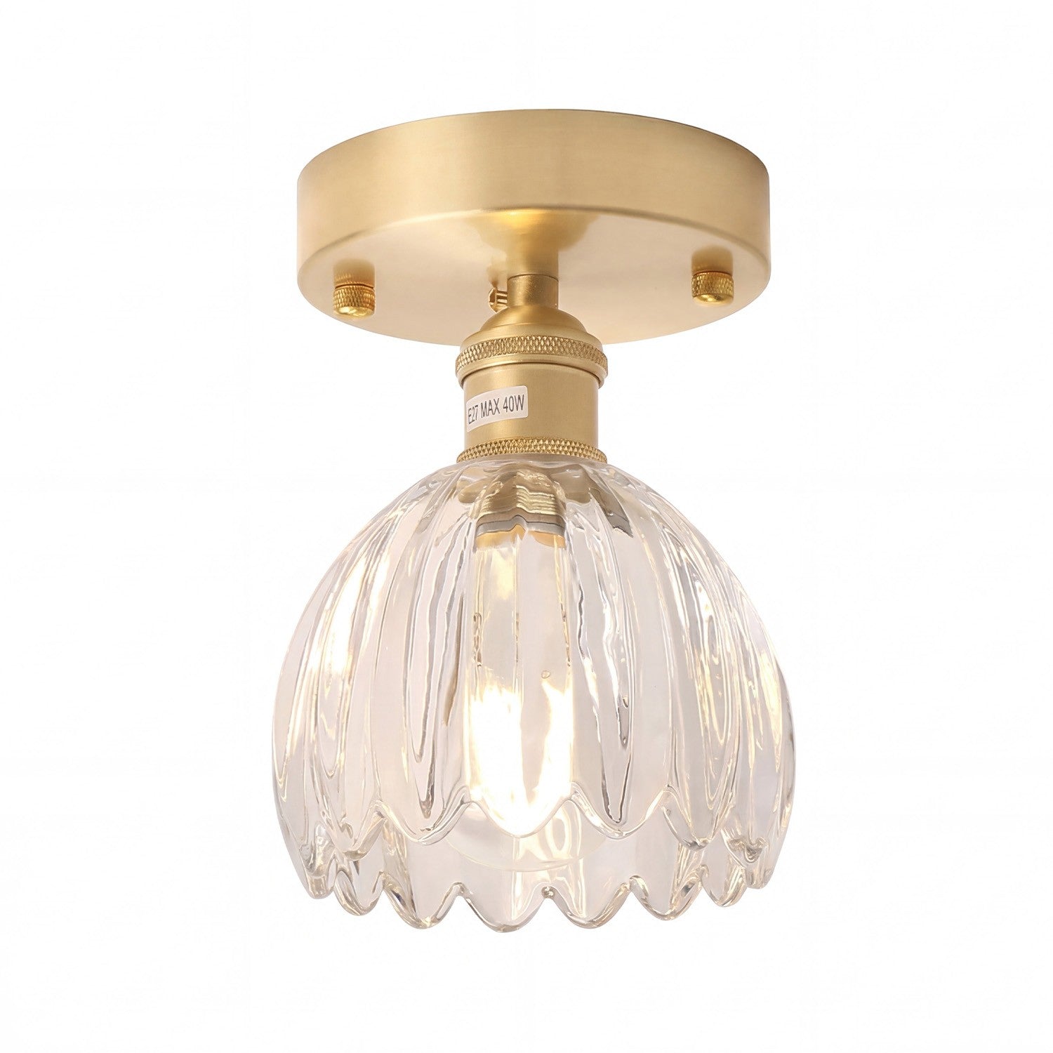 Ozir Stained Glass Flush Mount Tulip Light