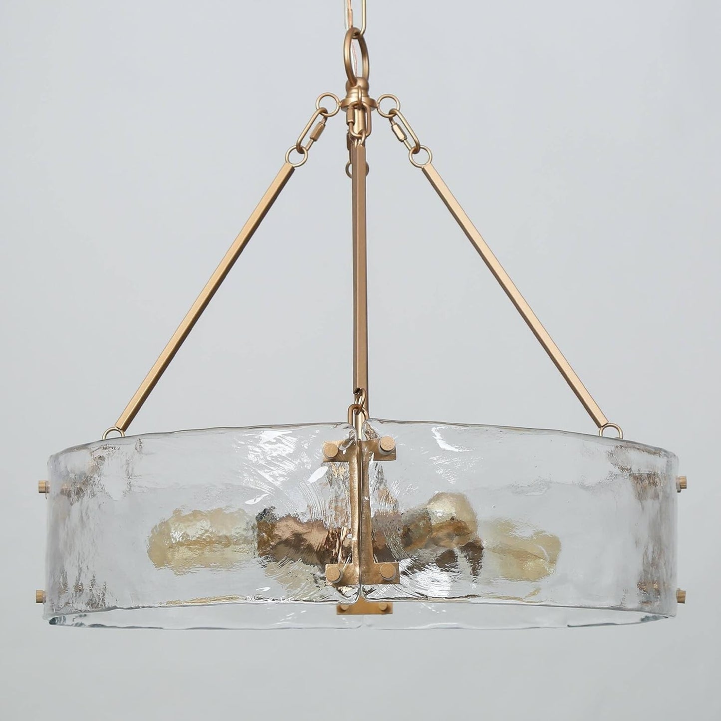 Vornix Modern 4 Light Gold Textured Glass Drum Pendant Light