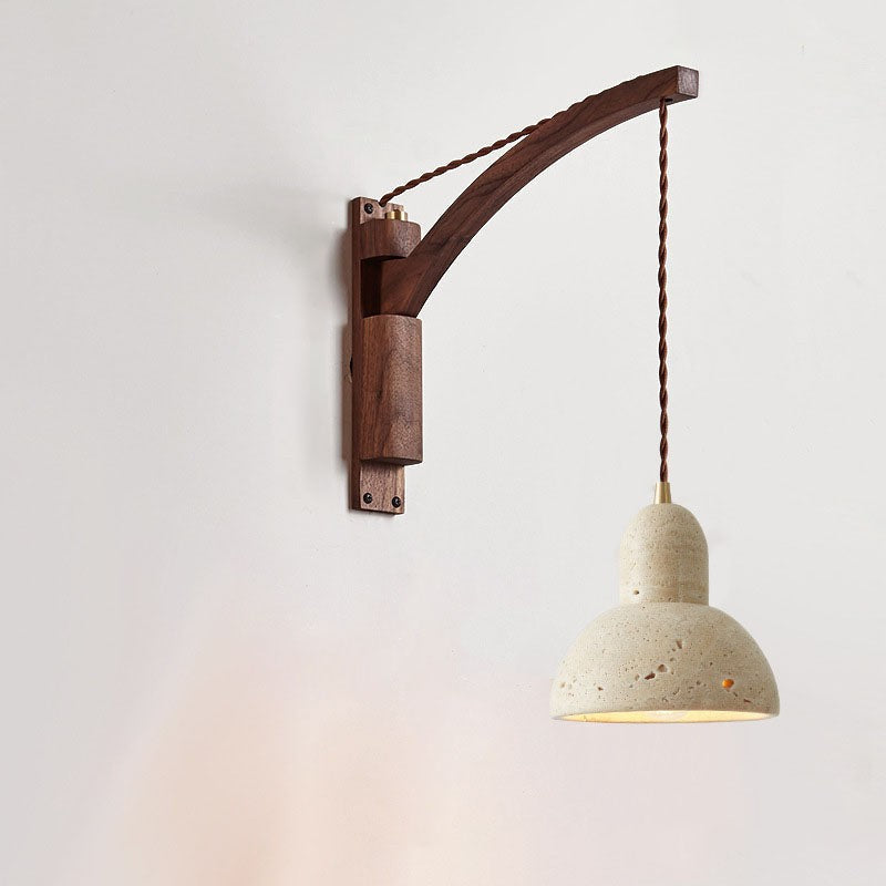 Josiah Modern Solid Wood Travertine Wall Lamp