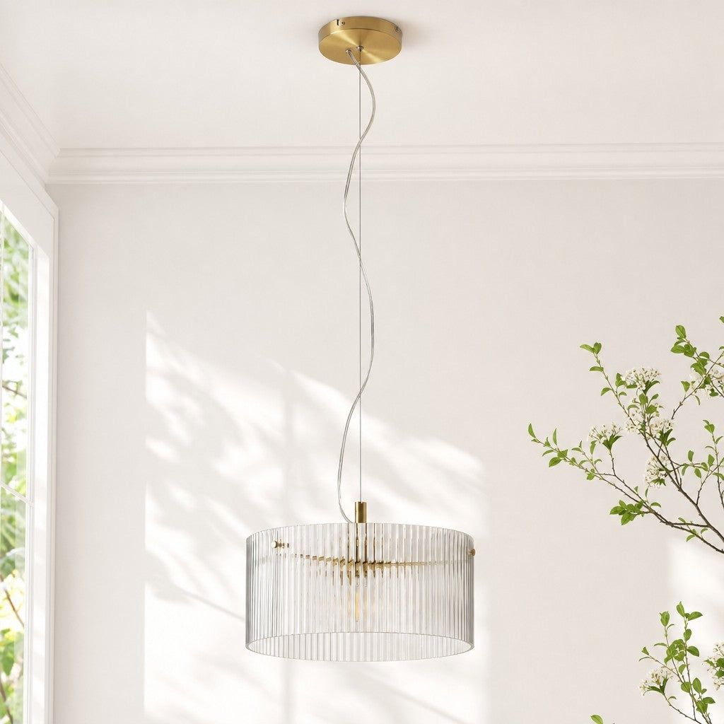Erisen Farmhouse Ribbed Glass Pendant Light