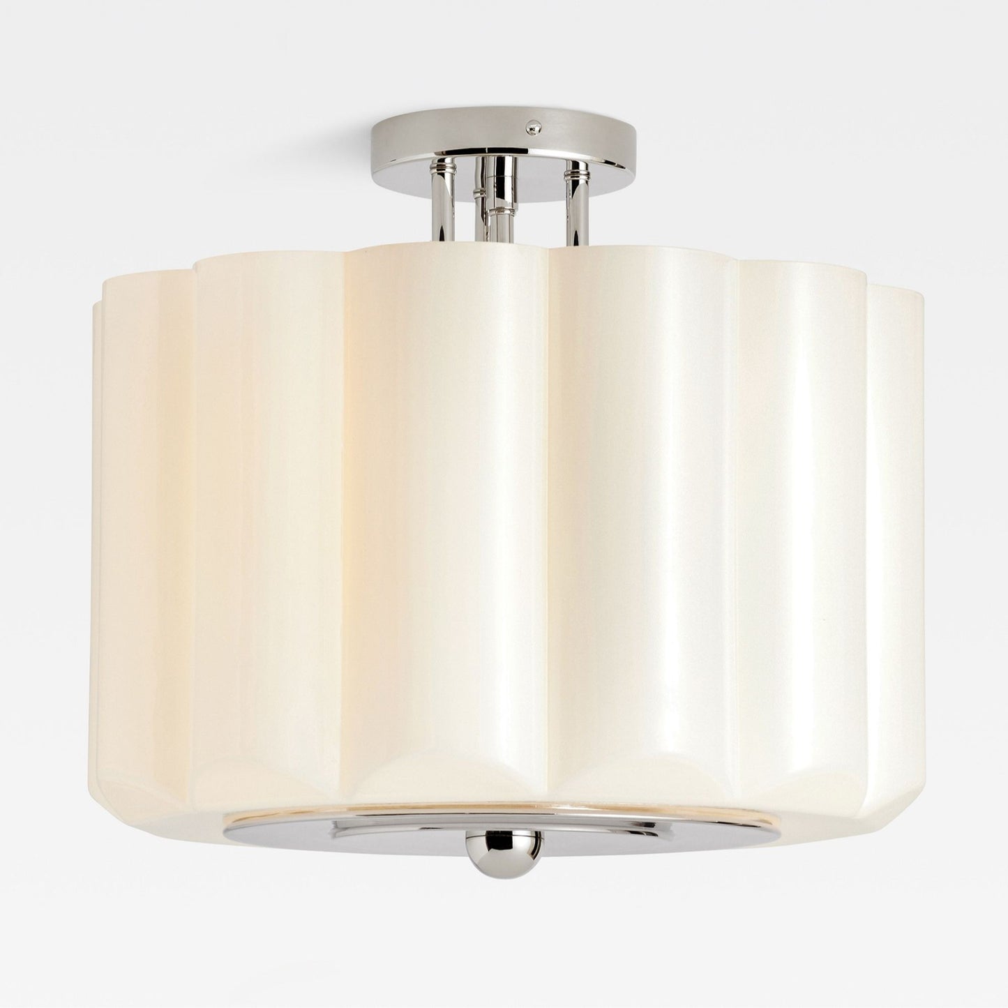 Hanahs Farmhouse Milk Glass Scalloped Shade Ceiling Light