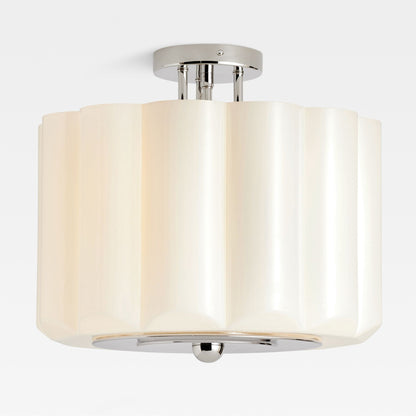 Hanahs Farmhouse Milk Glass Scalloped Shade Ceiling Light