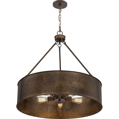 Ezra Vintage Bronze Industrial Pendant Light with Drum Shade
