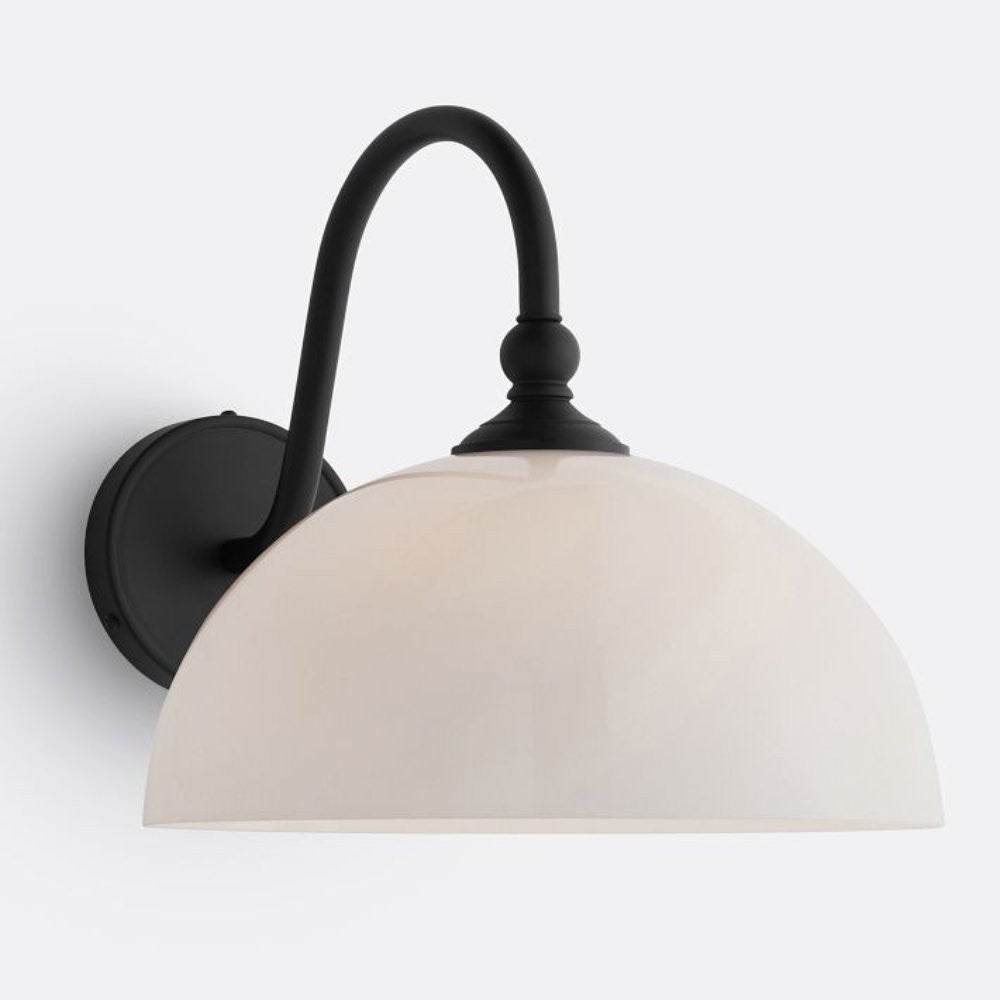 Cygnira Vintage Brass Glass Curved Neck Wall Light