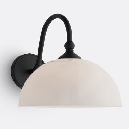 Cygnira Vintage Brass Glass Curved Neck Wall Light