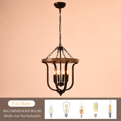 Richardson Industrial Black Wrought Iron Cage Pendant Light