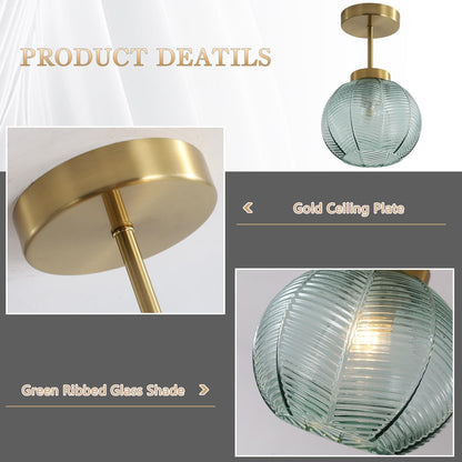 Syndrax Stripe Stained Glass Globe Ceiling Light