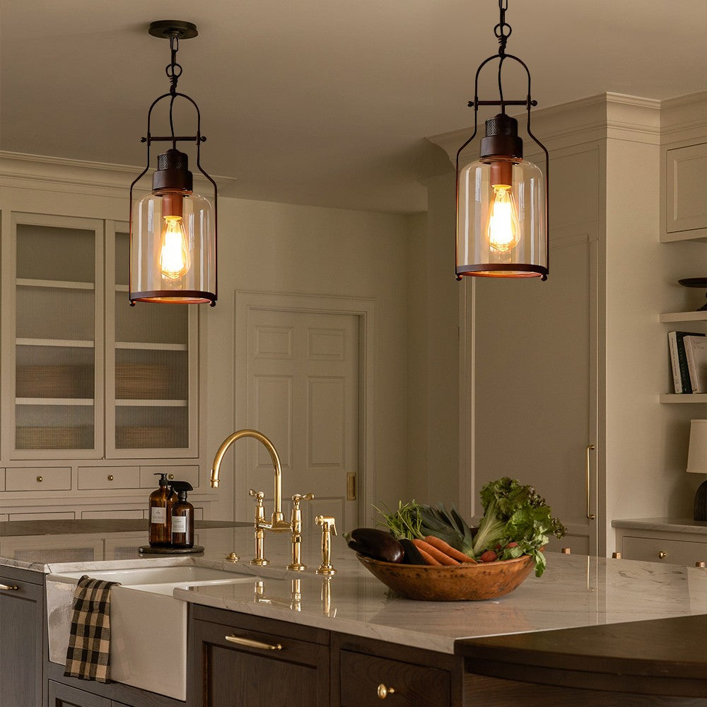 Eryxis Industrial Vintage Iron Glass Jar Pendant Light