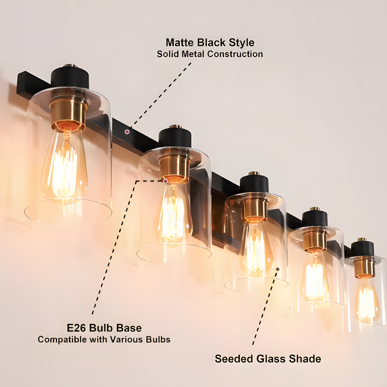 Dyril Modern Matte Black Cylinder Glass Sconce