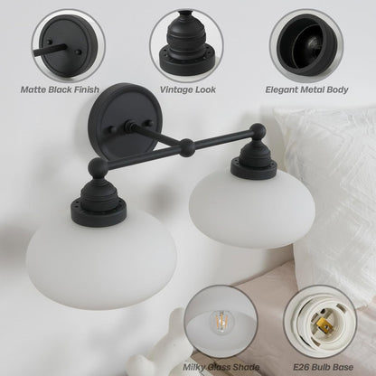 Alberta Bauhaus Milk White Glass Wall Sconce