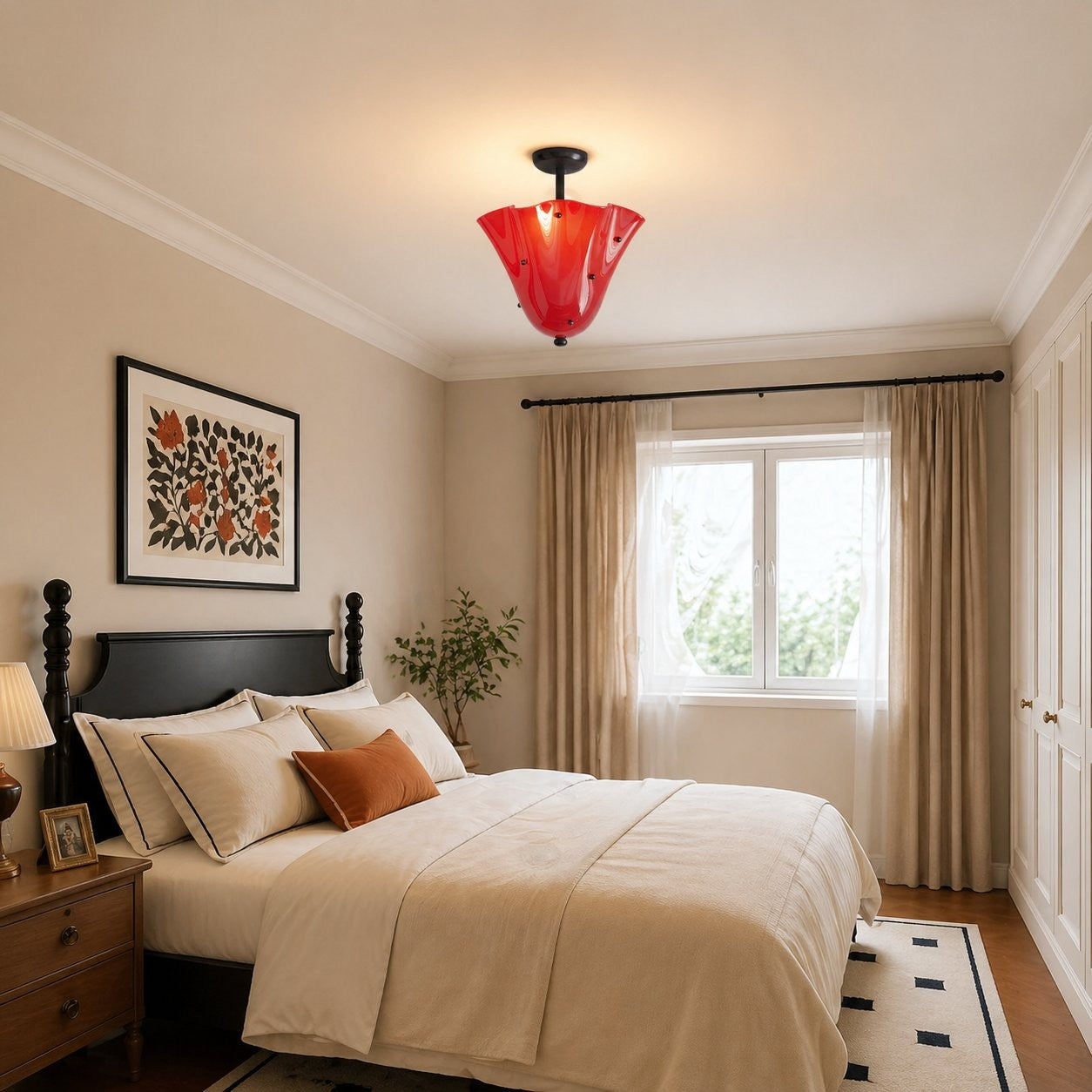 Catalina Contemporary Colored Glass Petal Fazzo Ceiling Light