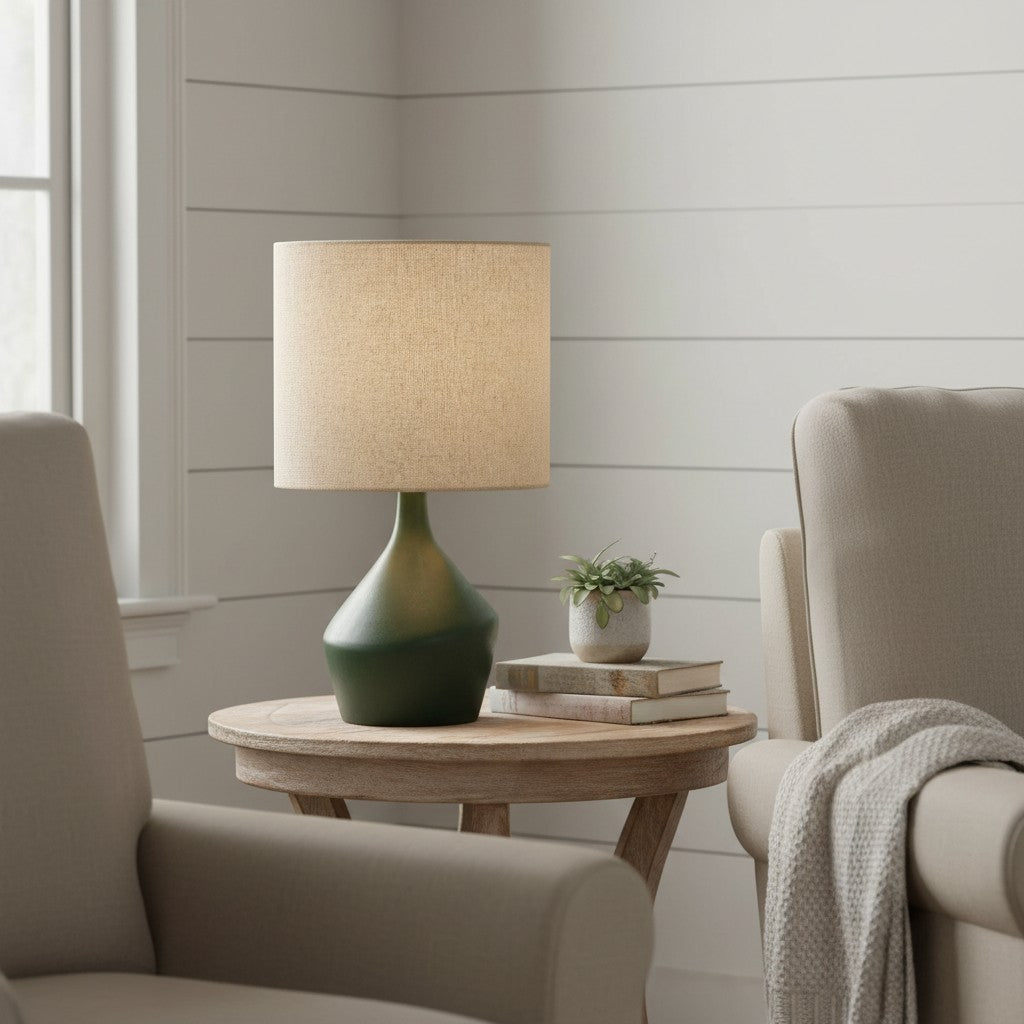 Daphne Vintage Ceramic Linen Shade Table Lamp