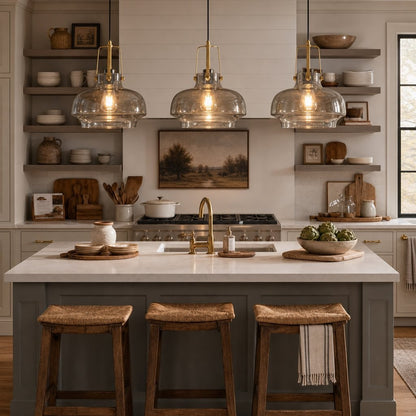 Mynorix Transparent Bowl Shaped Glass Pendant Light