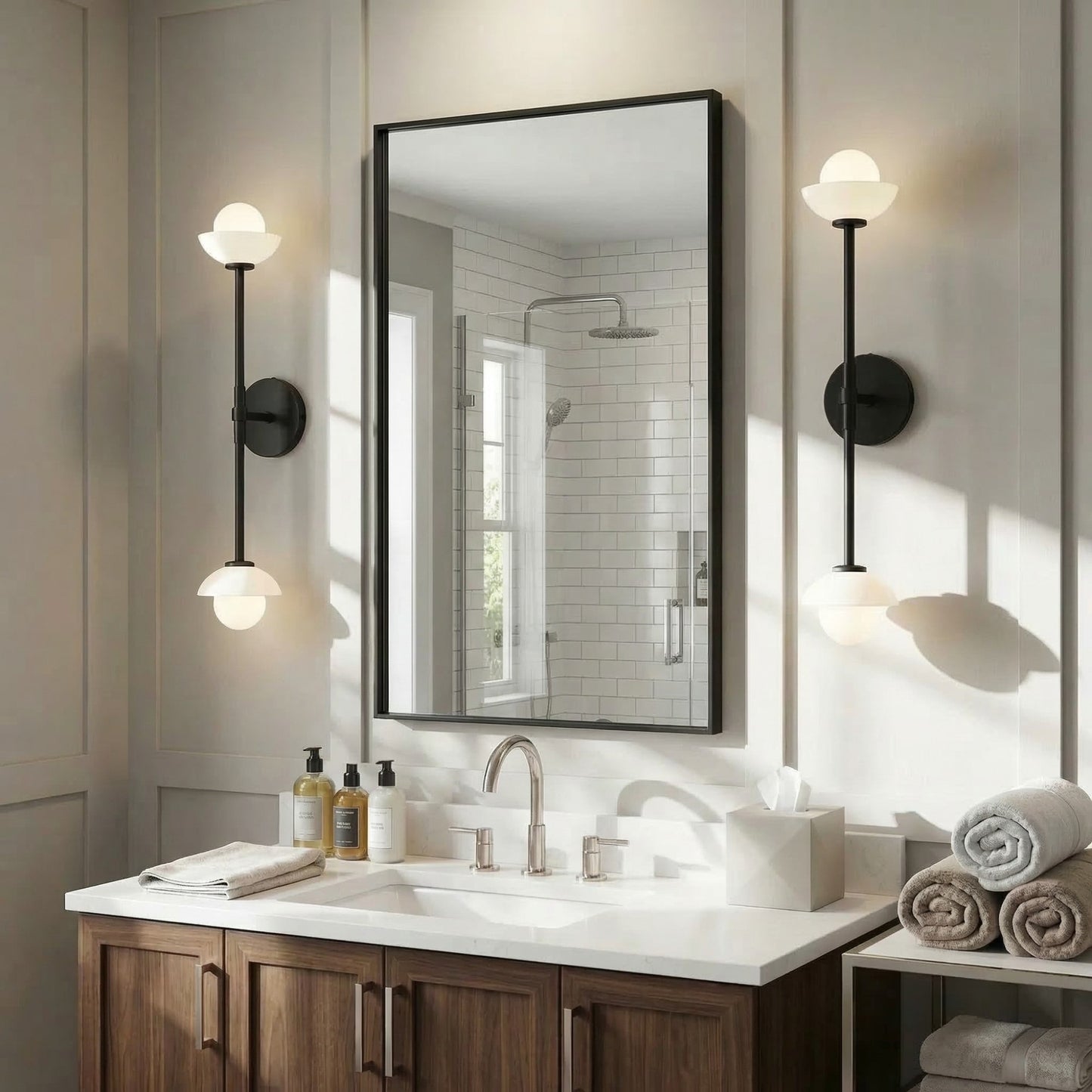 Brianna Farmhouse Alabaster Double Globe Sconce