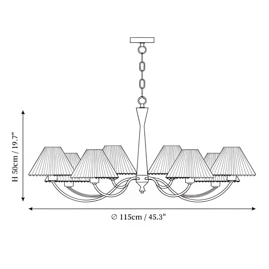 Axel Rustic Pleated Shade Wood Chandelier