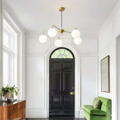 Maytoni Modern 5 Lights White Glass Globe Chandelier