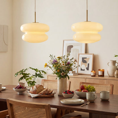 Josie Cream Bauhaus Opal Glass Pendant Light