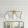 Nynevea Brushed Brass 3-Light Milk Glass Sconce