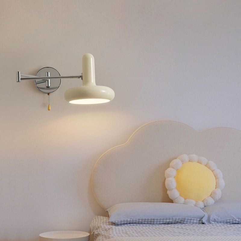 Kira Modern Bauhaus White Swing Arm Wall Light