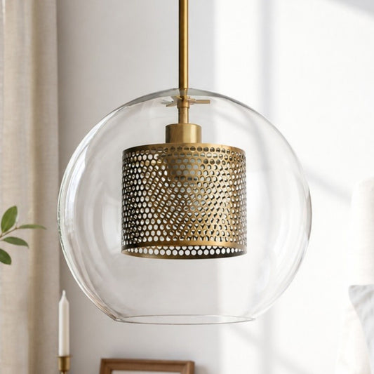 Linc Contemporary Globe Clear Glass Metal Pendant Light