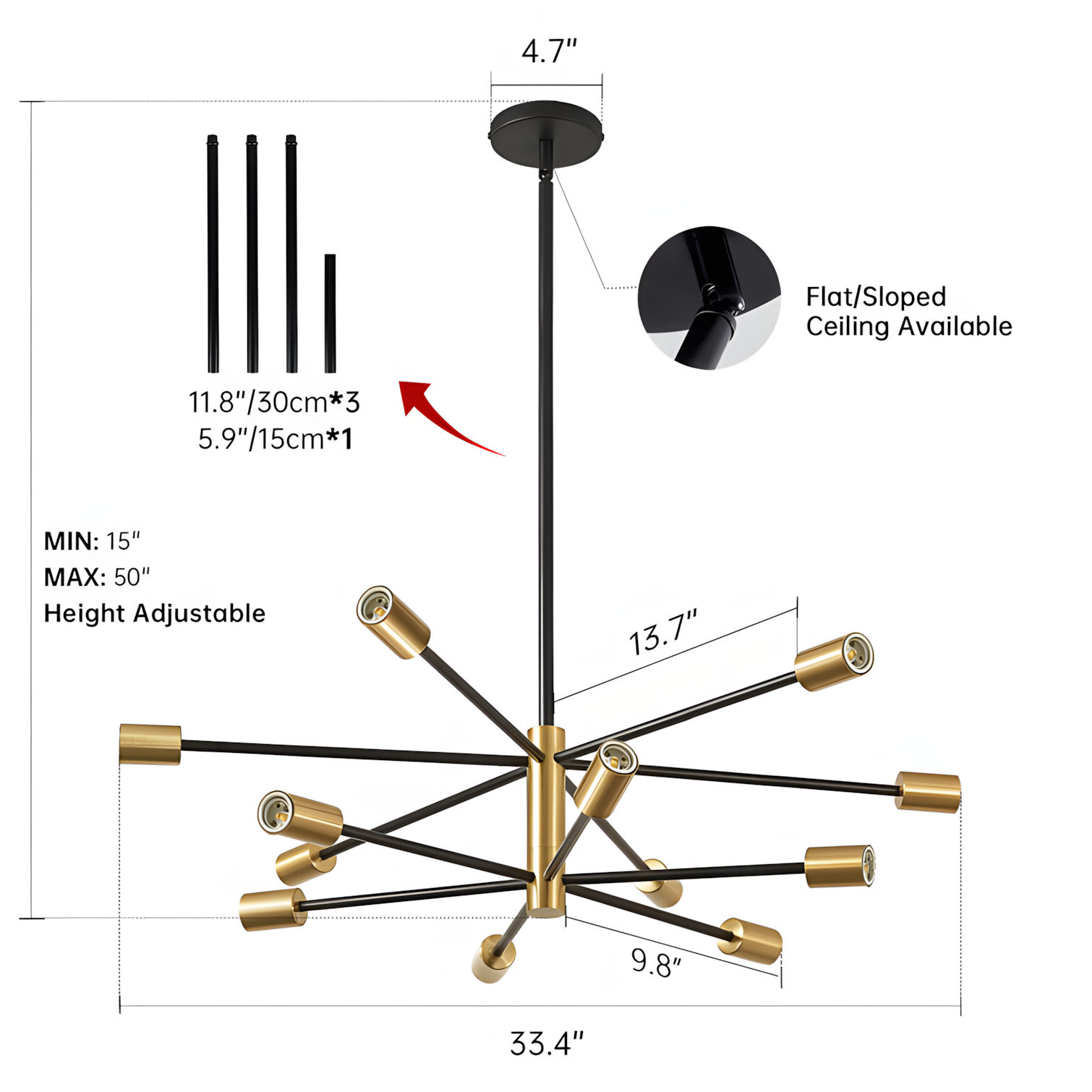 Drayven Modern Tiered Sputnik Metal Chandelier