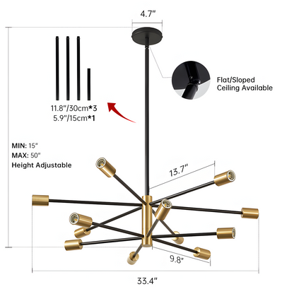 Drayven Modern Tiered Sputnik Metal Chandelier