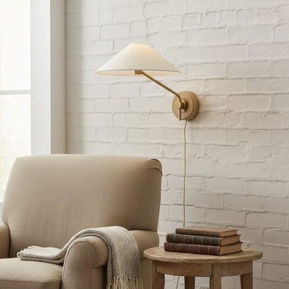 Ulyxor Ash Wood Base Ivory Paper Shade Wall Sconce
