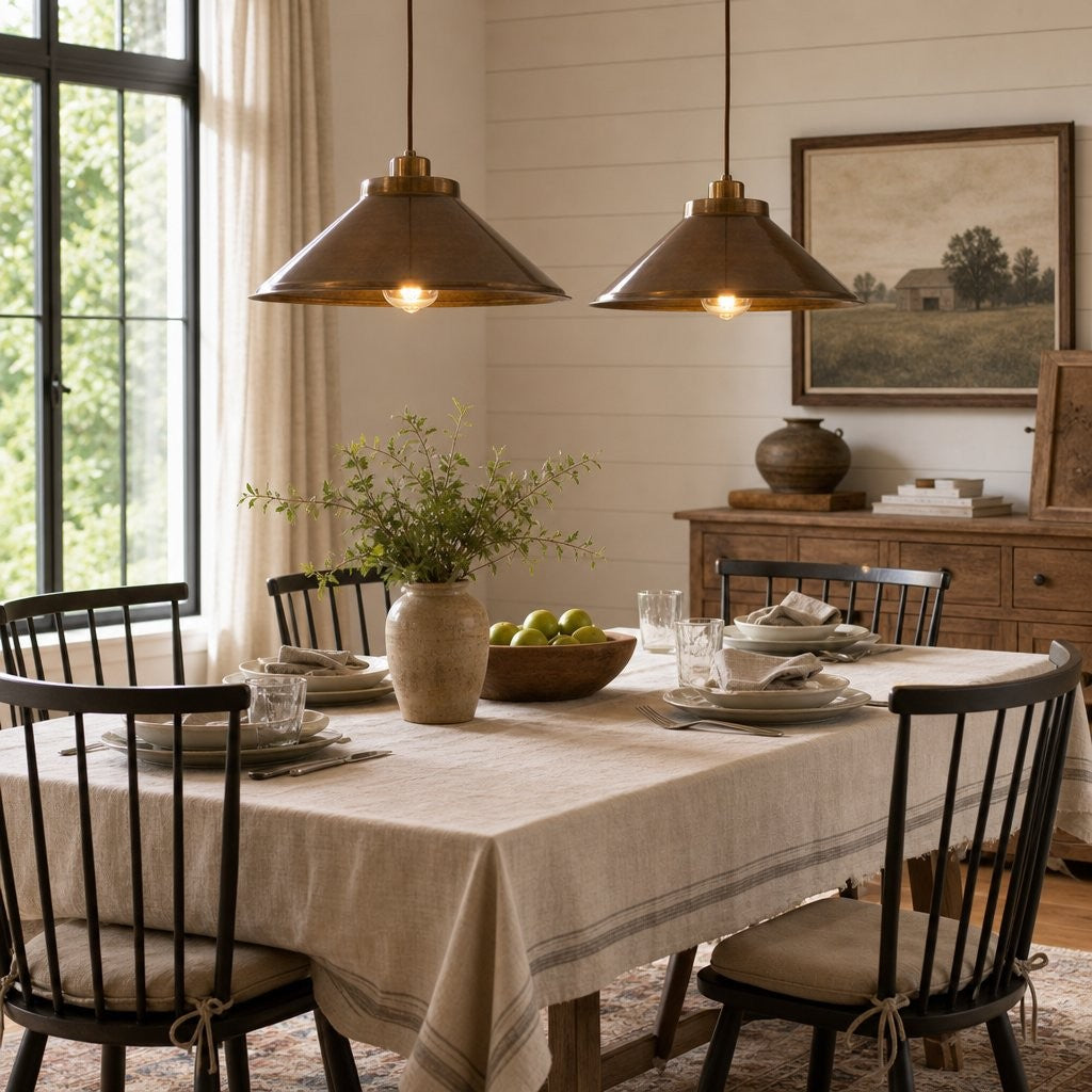 Galilea Retro Antique Brass Cone Shade Pendant Light