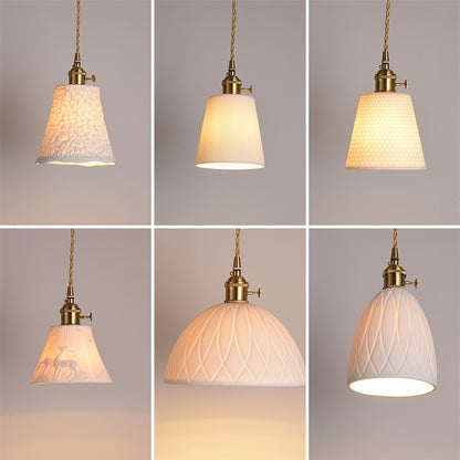 Carlo KiKi Fluted Ceramic Brass Pendant Light