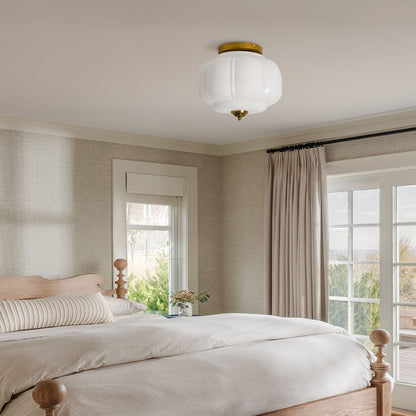 Ozita Retro Milk Glass Semi Flush Mount Eloise Ceiling Light