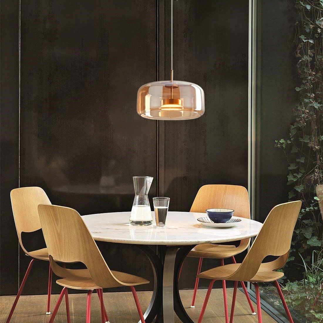 Raith Mouth Blown Glass Shade Pendant Light