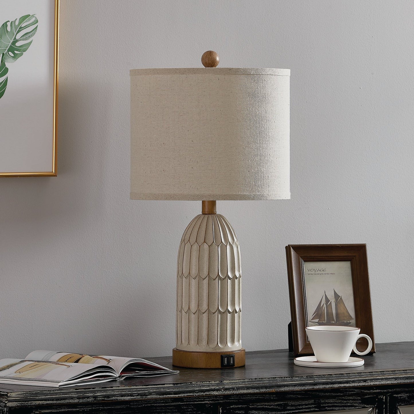 Kaldor Bohemian Style Carving Lamp Frame Touch Bedside Lamp