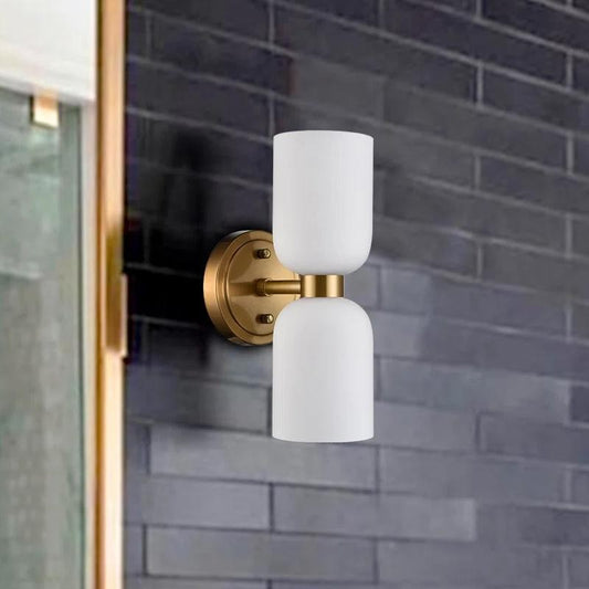 Mynith Milky Glass Tube Up Down Vanity Wall Sconce