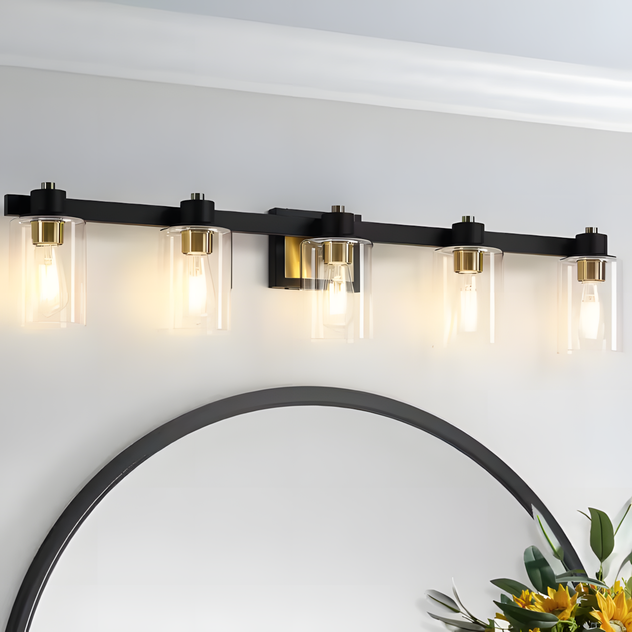 Dyril Modern Matte Black Cylinder Glass Sconce
