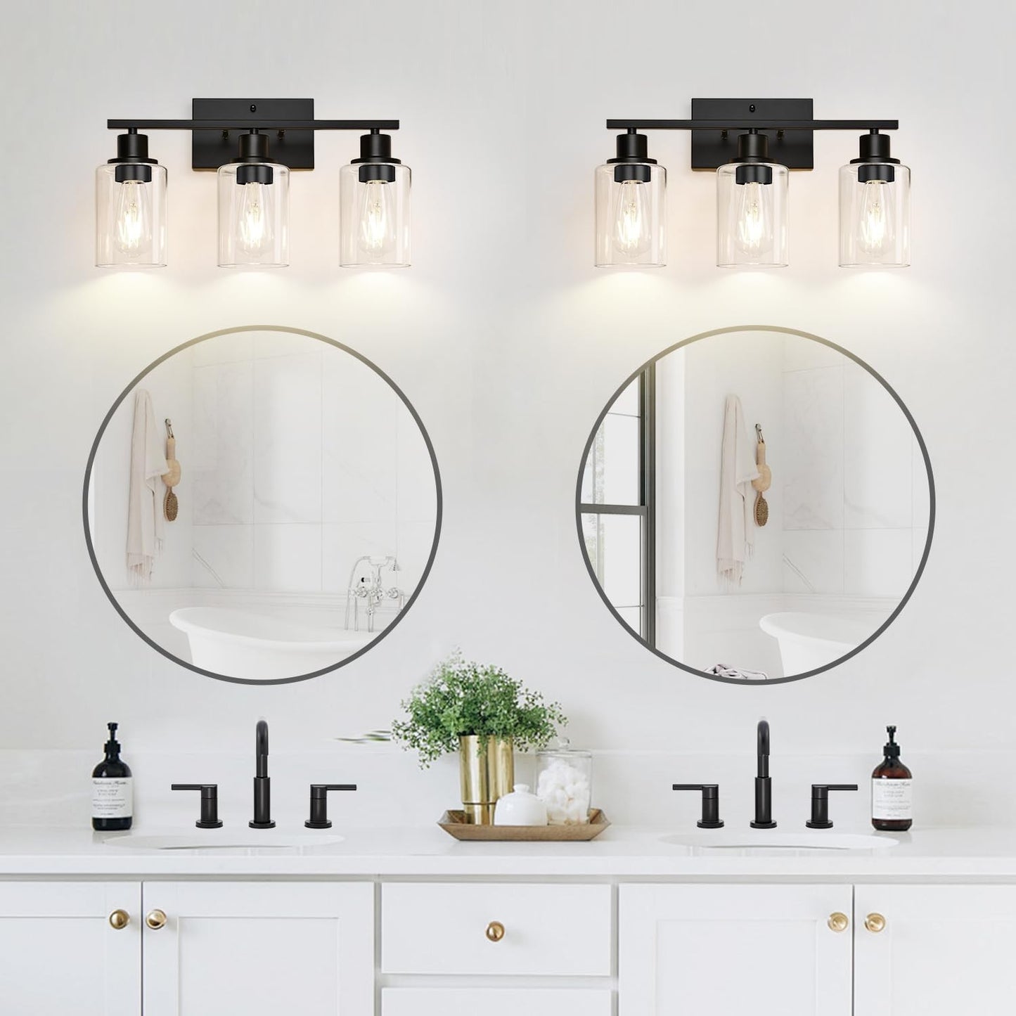 Lynor Classic Farmhouse Clear Glass Triple Sconce