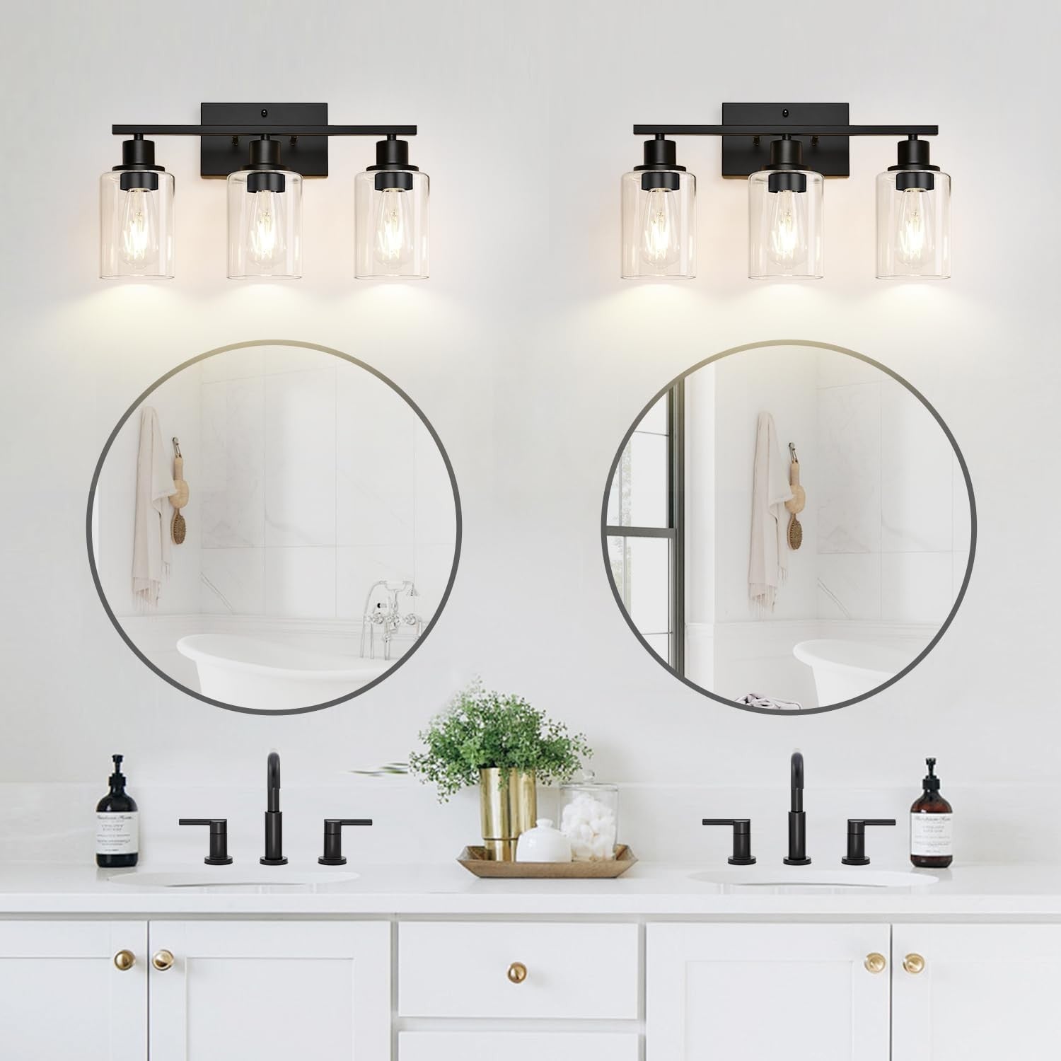 Lynor Classic Farmhouse Clear Glass Triple Sconce