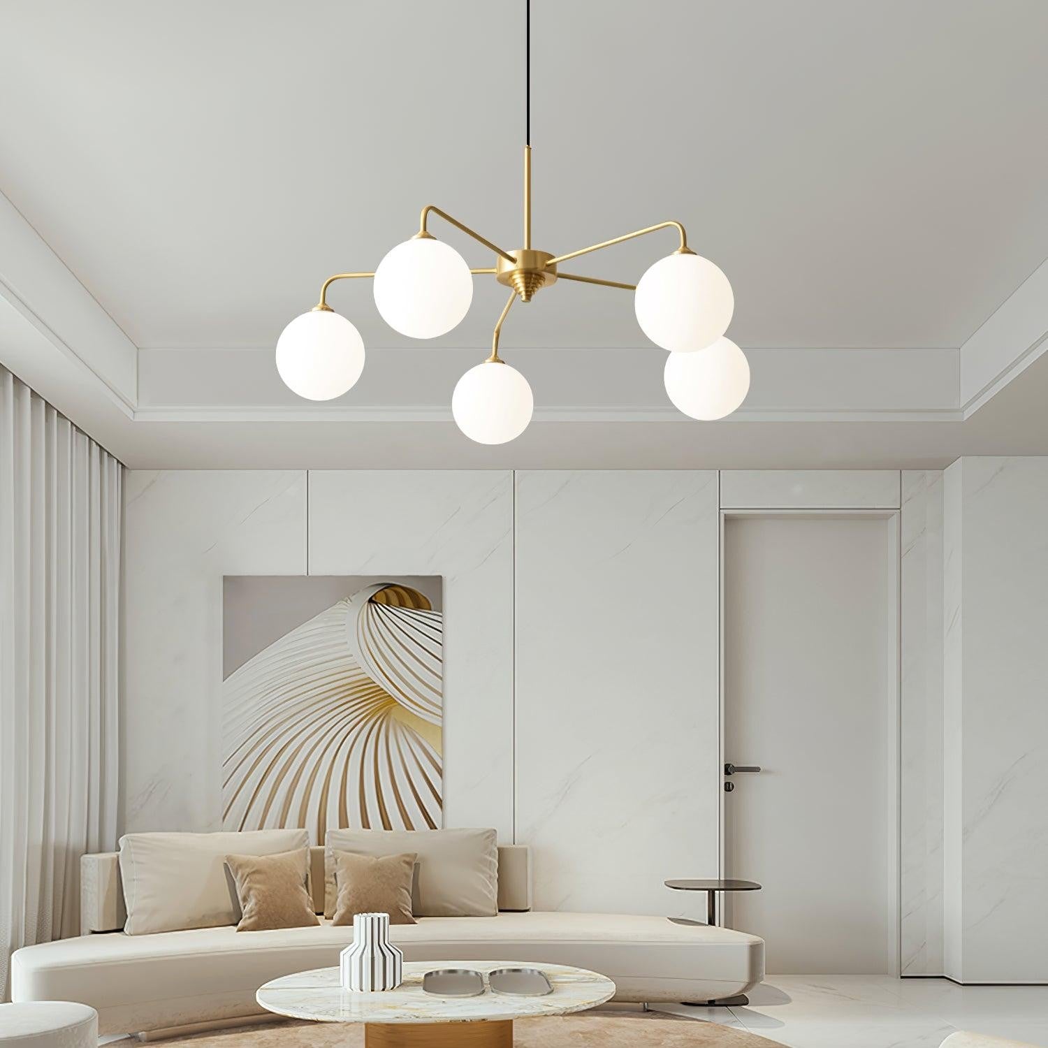 Maytoni Modern 5 Lights White Glass Globe Chandelier