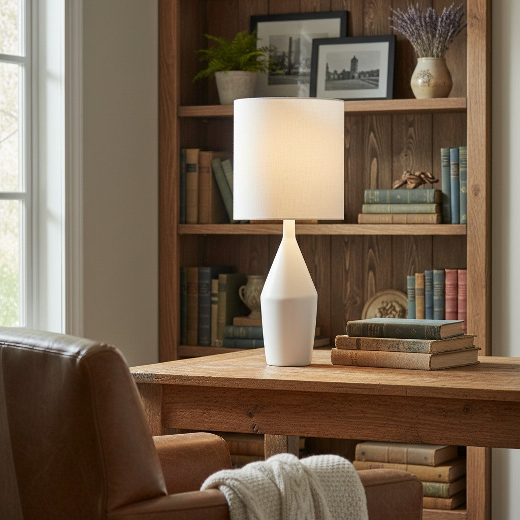 Daphne Vintage Ceramic Linen Shade Table Lamp