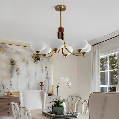 Juino Wood Farmhouse Milk Ball Sputnik Chandelier