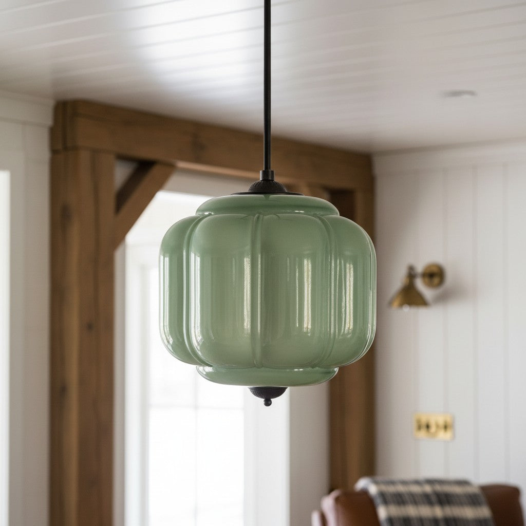 Myric Vintage Milk Glass Oiled Brass Eloise Pendant Light
